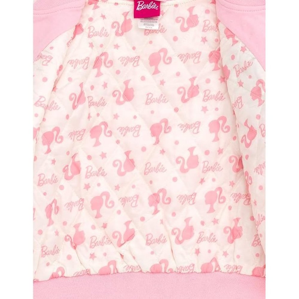 NWT Adorable Soft Pink Barbie Bomber Jacket Girls Costume +Gift - Picture 3 of 6